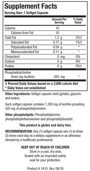 Phosphatidylcholine 100C - Supplement Facts Phosphatidylcholine 100C - Supplement Facts