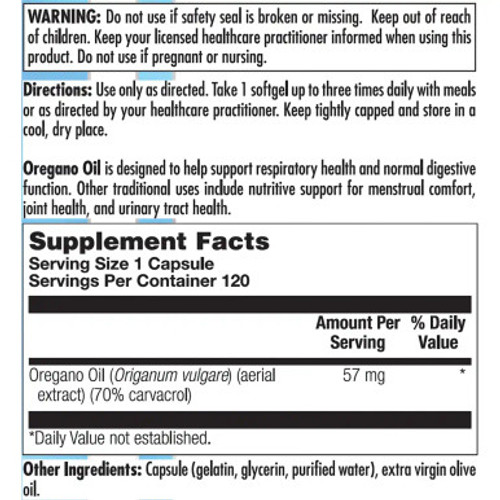 Oregano Oil 120c Label by Nutra BioGenesis