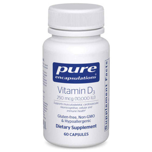 Vitamin D3 250mcg  (10,000 IU )60c Pure Encapsulations