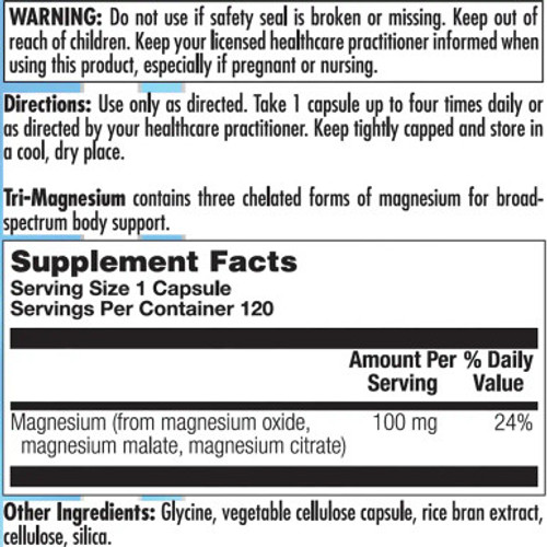 Tri-Magnesium 120c Label by Nutra BioGenesis