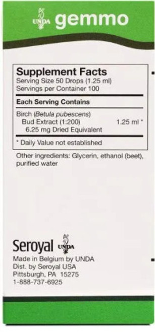 Betula pubescens 125ml label by Seroyal Unda Betula pubescens 125ml label by Seroyal Unda