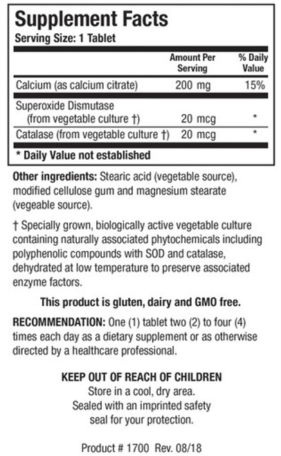 Ca-Zyme 100T - Supplement Facts Ca-Zyme 100T - Supplement Facts