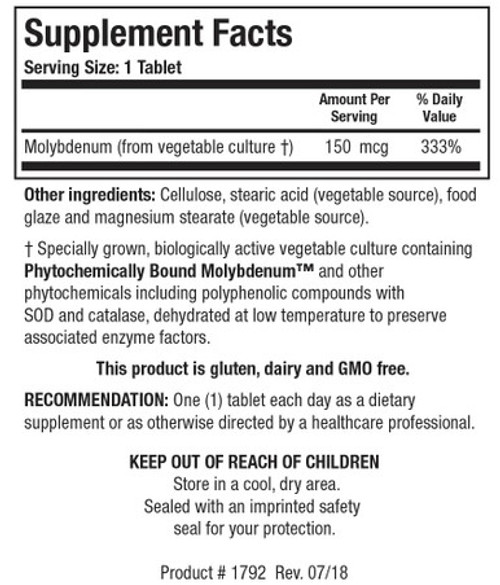 Mo-Zyme Forte 100T - Supplement Facts