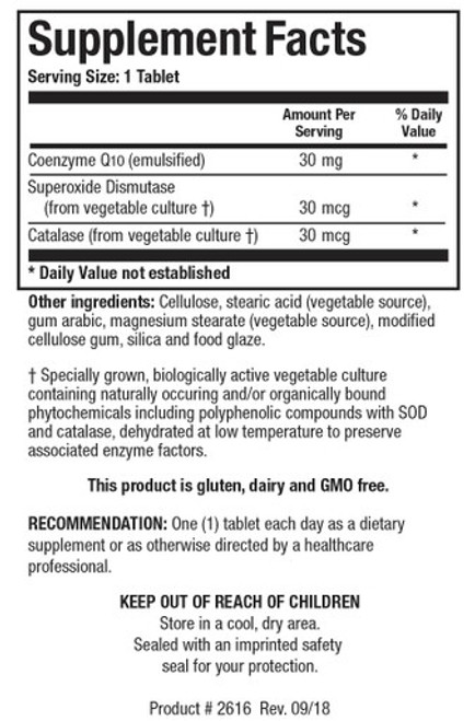CoQ-Zyme 30 60T - Supplement Facts