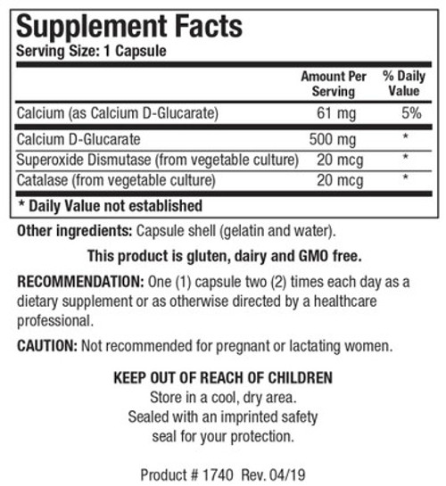 Ca D-Glucarate 120C - Supplement Facts