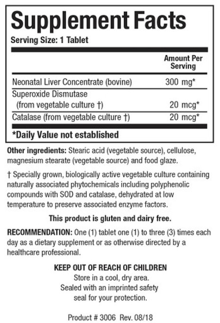 Cytozyme-LV 60T - Supplement Facts