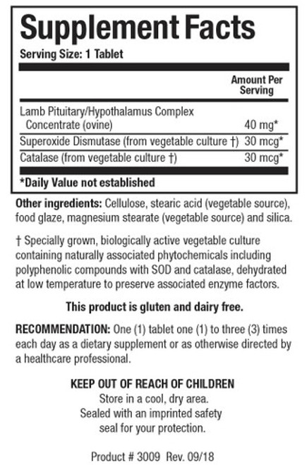Cytozyme-PT/HPT 60T - Supplement Facts