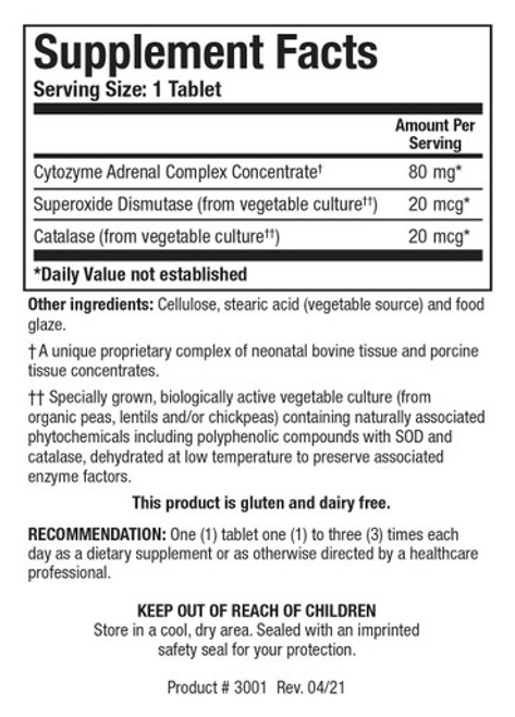 Cytozyme-AD 60T - Supplement Facts