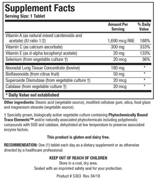 Pneuma-Zyme 100T - Supplement Facts