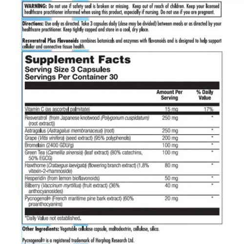 Resveratrol Plus Flavonoids 90c Label by Nutra BioGenesis