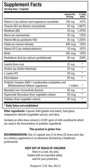 Bio-B With C 60T - Supplement Facts