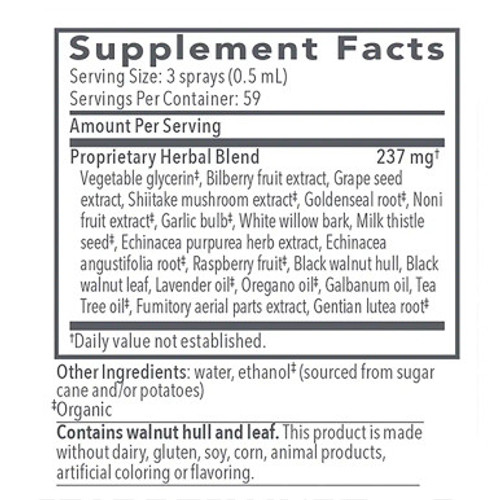 Biocidin TS Throat Spray 1 oz by Biocidin Botanicals label