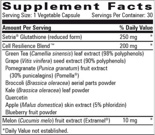 Antioxidant Resilience 30c label by Progressive Labs