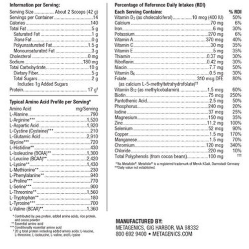UltraMeal Advanced Protein Chocolate label 14srv