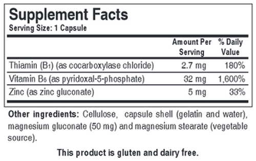 B6-B1 Plus Zinc Supplement Facts