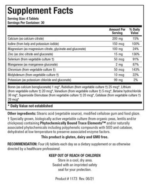 Multi-Mins (Fe & Cu Free) 120T - Supplement Facts