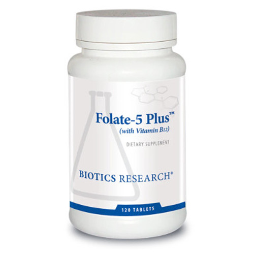 Folate-5 Plus (with B12) 120T by Biotics Research