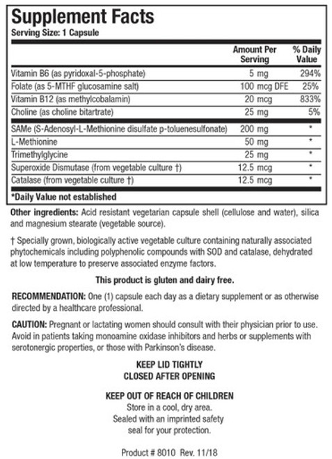 SAMethylate Plus 60C - Supplement Facts SAMethylate Plus 60C - Supplement Facts