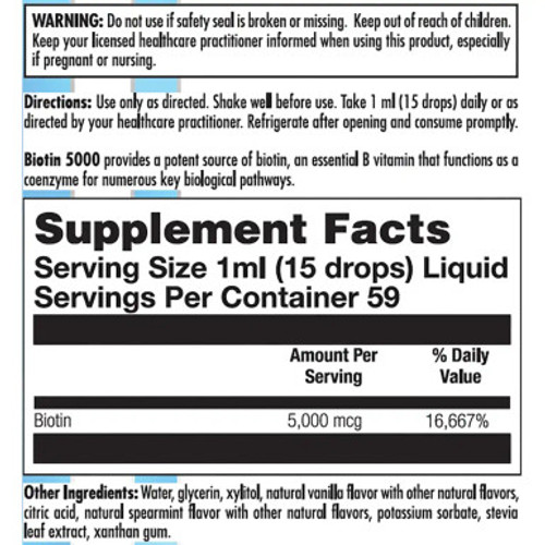 Biotin 5000 2 fl oz Label by Nutra BioGenesis