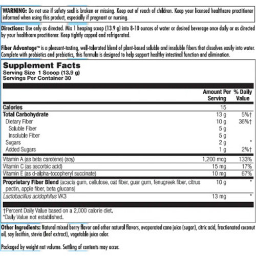 Fiber Advantage  Label by Nutra BioGenesis