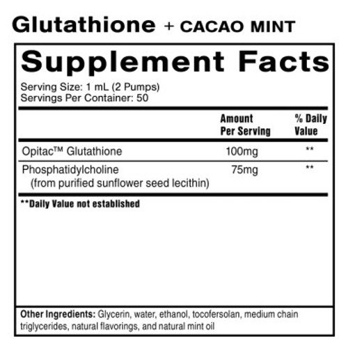 Glutathione Liposomal Cacao Mint 1.7 oz by Quicksilver Scientific Label Glutathione Liposomal Cacao Mint 1.7 oz by Quicksilver Scientific Label