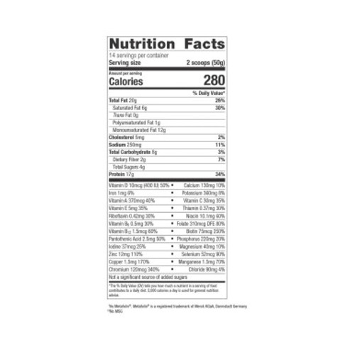 Ketogenic Shake Vanilla 14 svgs label by Metagenics