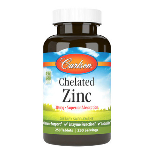 Chelated Zinc 30 mg 250t by Carlson Labs