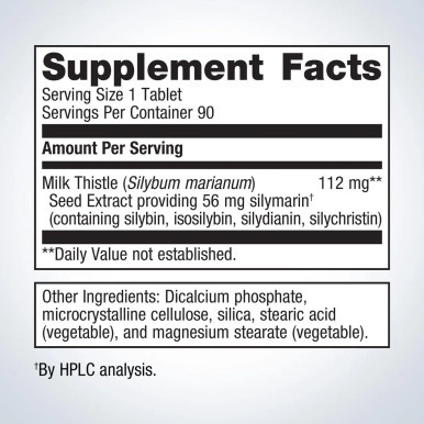Milk Thistle Extract 90t label by Metagenics