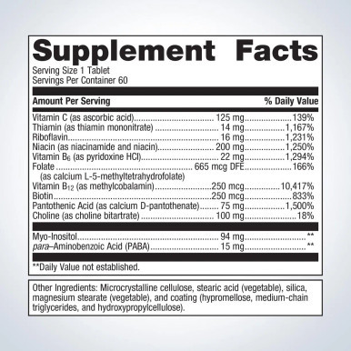 Vitamin B-Complex 60t label by Metagenics