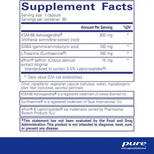 Daily Calm 60c label by Pure Encapsulations