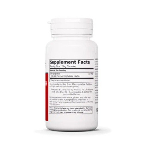 Serrapeptase 60,000 Units 60c by Protocol for Life Balance label