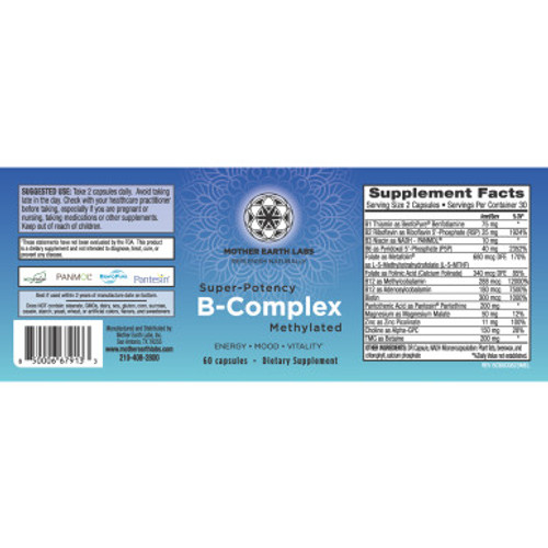 Super-Potency Bioactive B-Complex 60c by Mother Earth Labs Label
