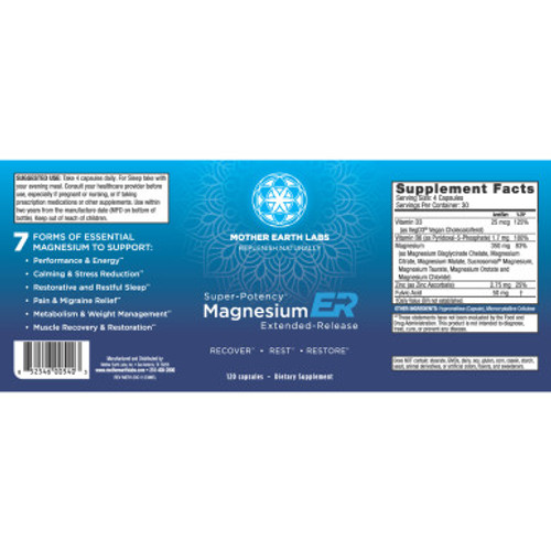 Magnesium ER 120c by Mother Earth Labs Label