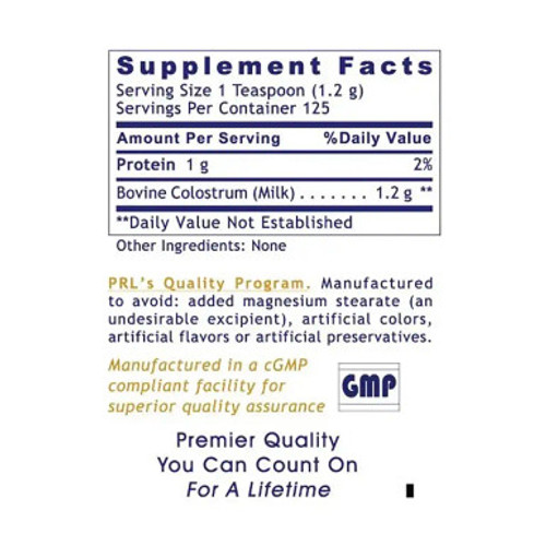Colostrum-IgG Powder 5oz label by Premier Research Labs