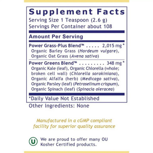 Organic Greens Powder 10oz label by Premier Research Labs