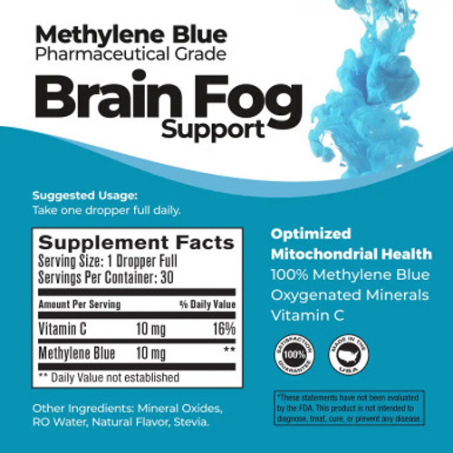 Pharmaceutical Grade Methylene Blue - Brain Fog Support label by Best365 Labs