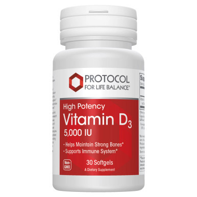 Vitamin D3 (High Potency) 125 mcg (5,000 IU) 30sg by Protocol for Life