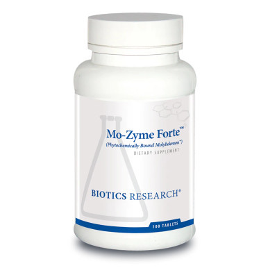 Biotics Research Mo-Zyme Forte molybdenum dietary supplement, 100-tablet bottle.