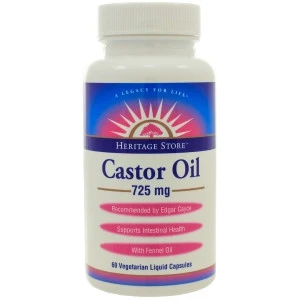 Castor Oil 725mg, Vegetarian Lq Capsules 60c by Heritage/Nutraceutical Corp
