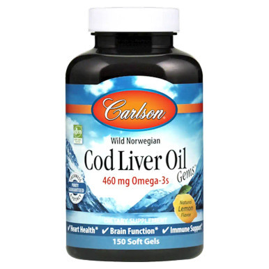 Cod Liver Oil Gems 460 mg 150sg by Carlson Labs