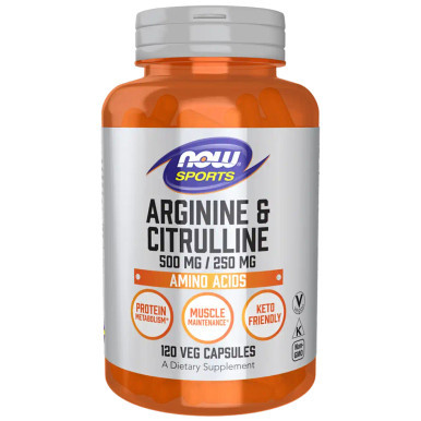 Arginine 500mg Citrulline 250mg 120c by Now