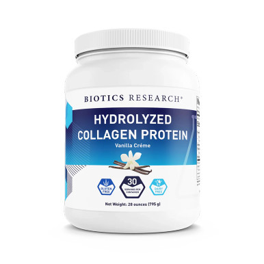 Hydrolyzed Collagen Protein Vanilla Créme by Biotics Research – Dairy-Free Collagen Protein