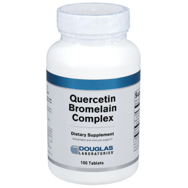 Douglas Laboratories Quercetin Bromelain Complex white bottle with blue label band, 100 tablets