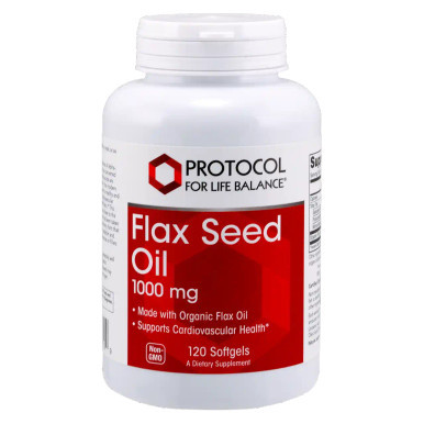 Flax Seed Oil 1000mg Organic 120sg by Protocol for Life Balance