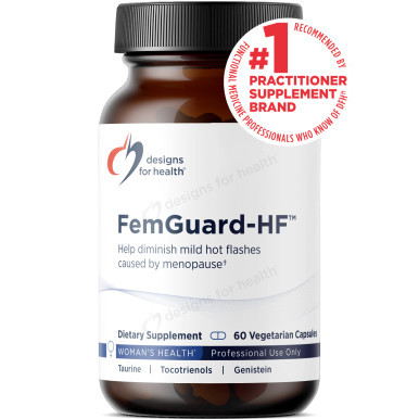 Designs for Health FemGuard-HF amber bottle with black cap, 60 vegetarian capsules
