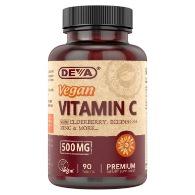 Vegan Vitamin C 500mg + Elderberry - 90 Tablets by Deva Nutrition