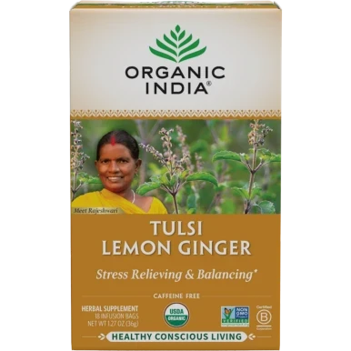 Tulsi Tea Lemon Ginger 18ct by Organic India