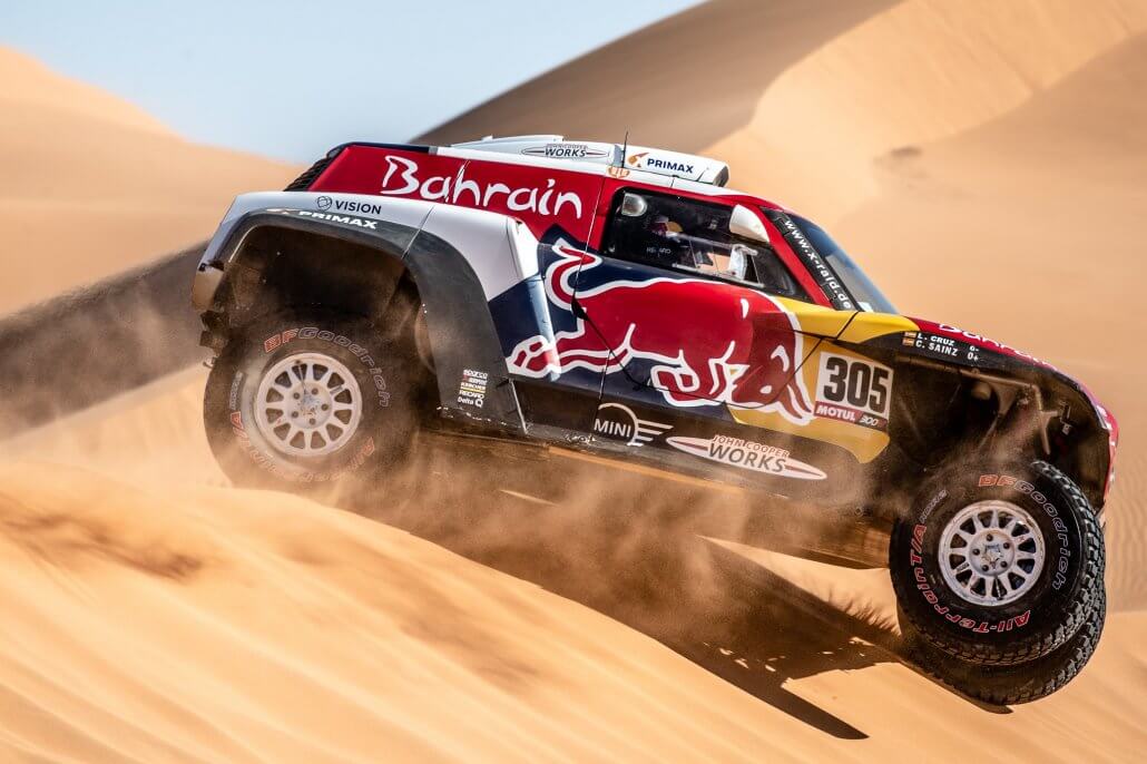 Rally race car in the desert with vehicle protection film