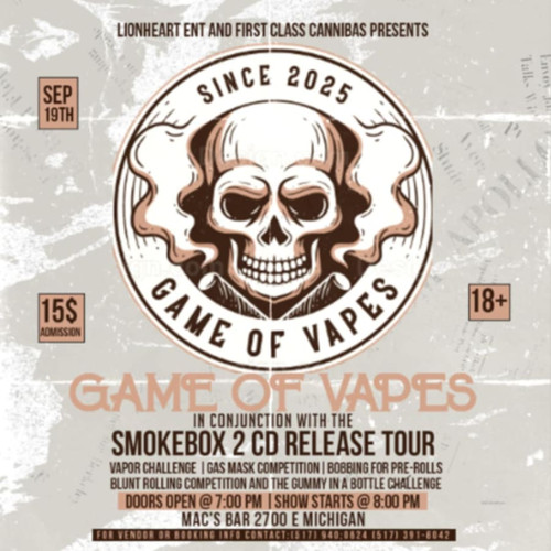 General Admission  - SIMKEN HIGHTS "GAME OF VAPES"!! @ Macs Bar  - 2025-09-19