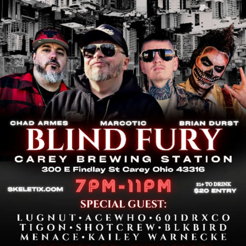 Near stage seating  (Limited)  - Blind Fury - Chad Armes - Marcotic - Brian Durst Live At The Carey Brewing Station @ Carey Brewing Station  - 2025-08-08
